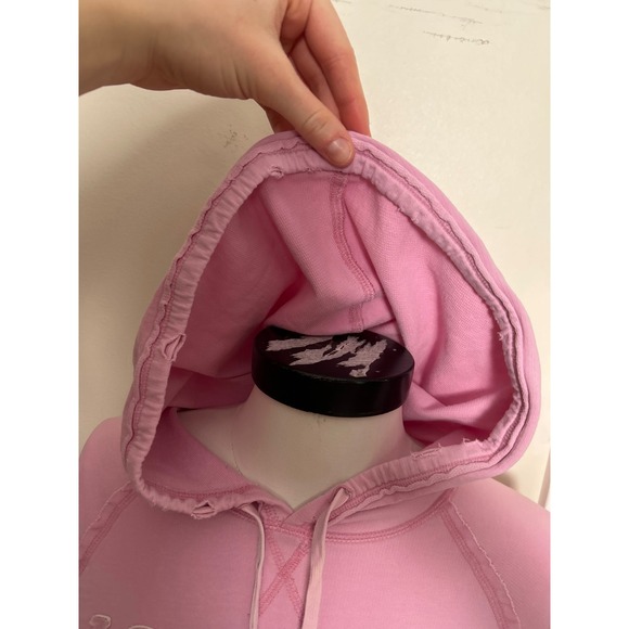 Y2K VTG Victoria's Secret PINK Forever Cropped Hoodie Pink 2006 Distressed - Picture 3 of 9